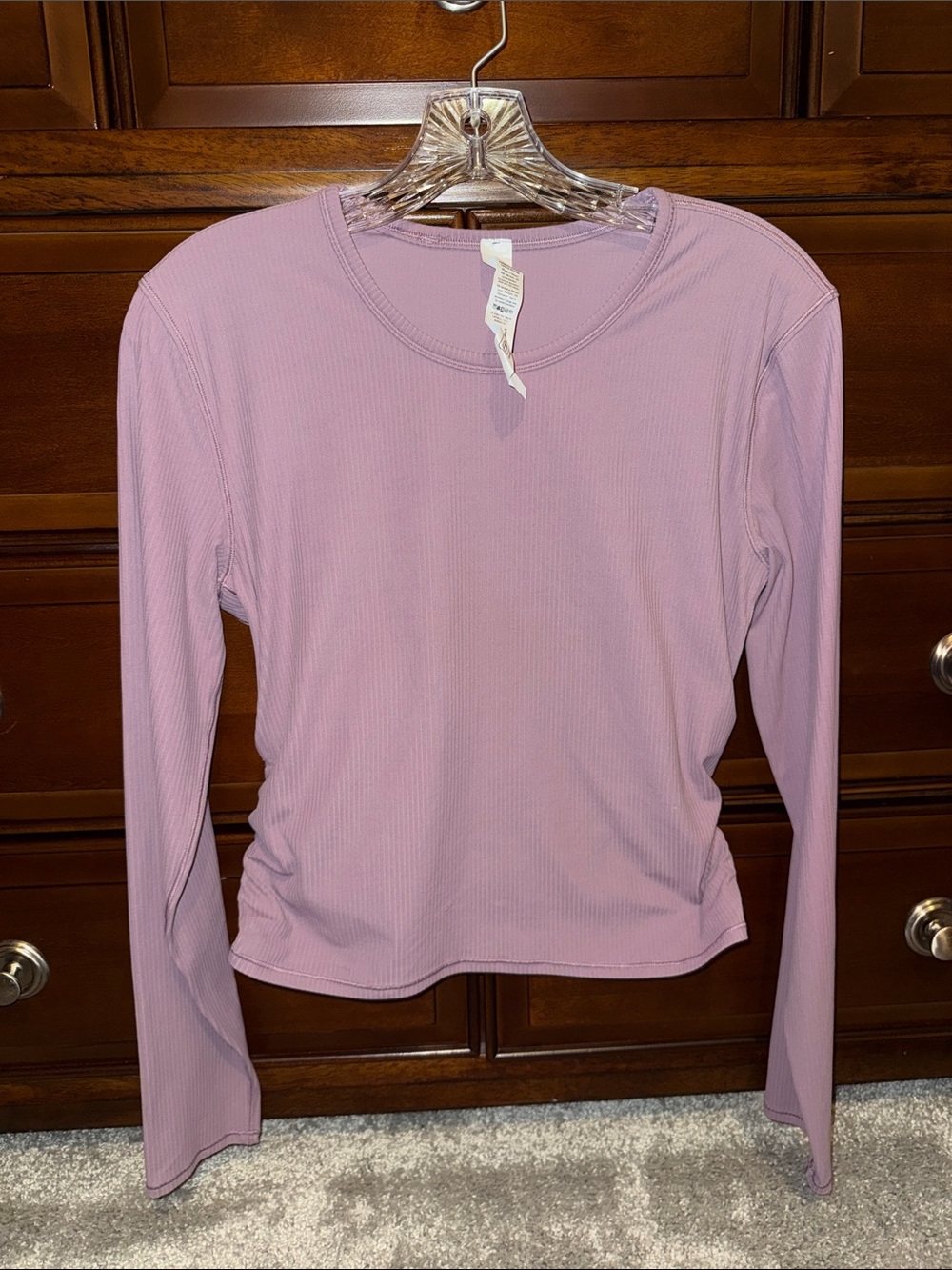 lululemon athletica Ribbed Long-Sleeve Tee in Mauve Pink cropped